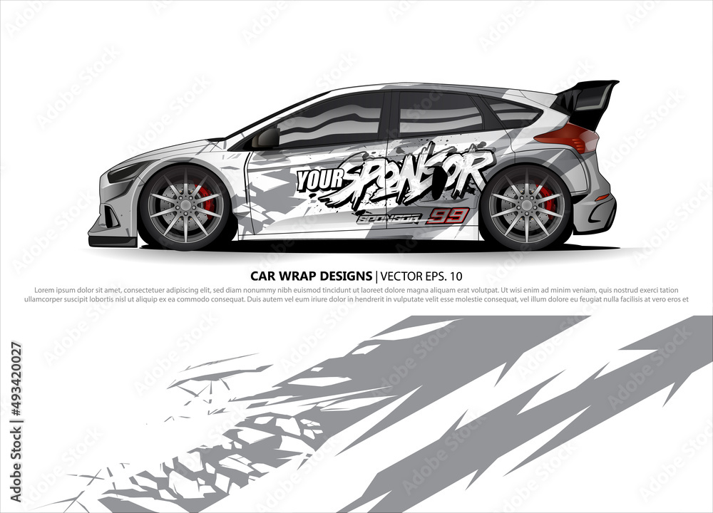 car wrap design. simple lines with abstract background vector concept