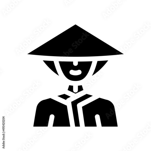 dawley chinese conical hat glyph icon vector. dawley chinese conical hat sign. isolated contour symbol black illustration photo