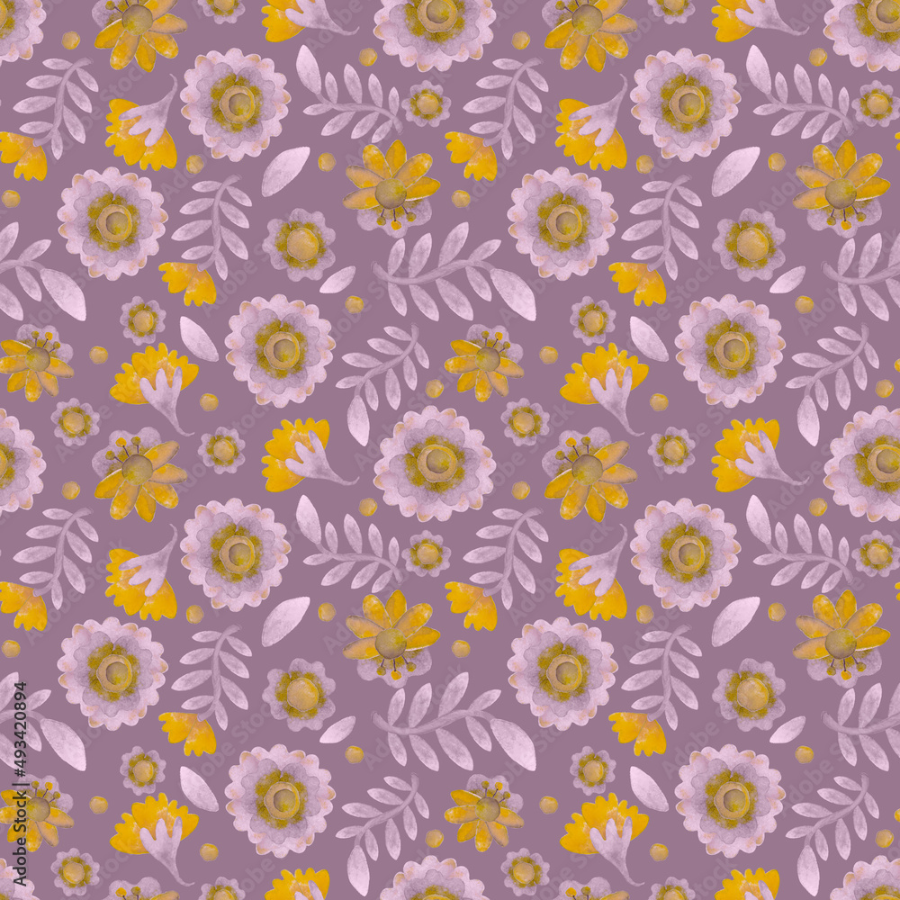 Seamless pattern. Background with watercolor flowers. Seamless pattern. Background with watercolor flowers.