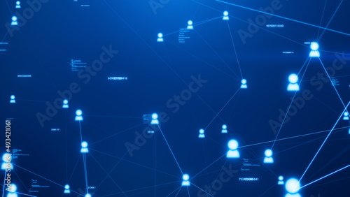 Network of connections with people icons over globe.Global network connections and social networking concept