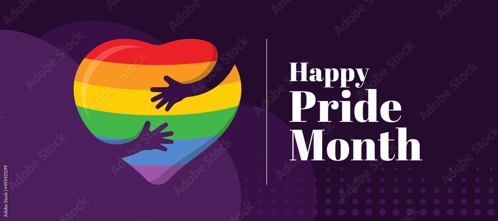 Happy pride month - Hands hold hug heart with rainbow pride flag on ...