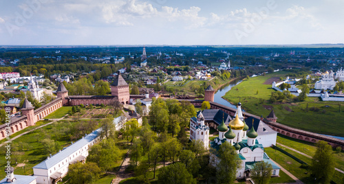 Panoramic aerial view of Saviour-Euthimiev monastery at Suzdal. Russia