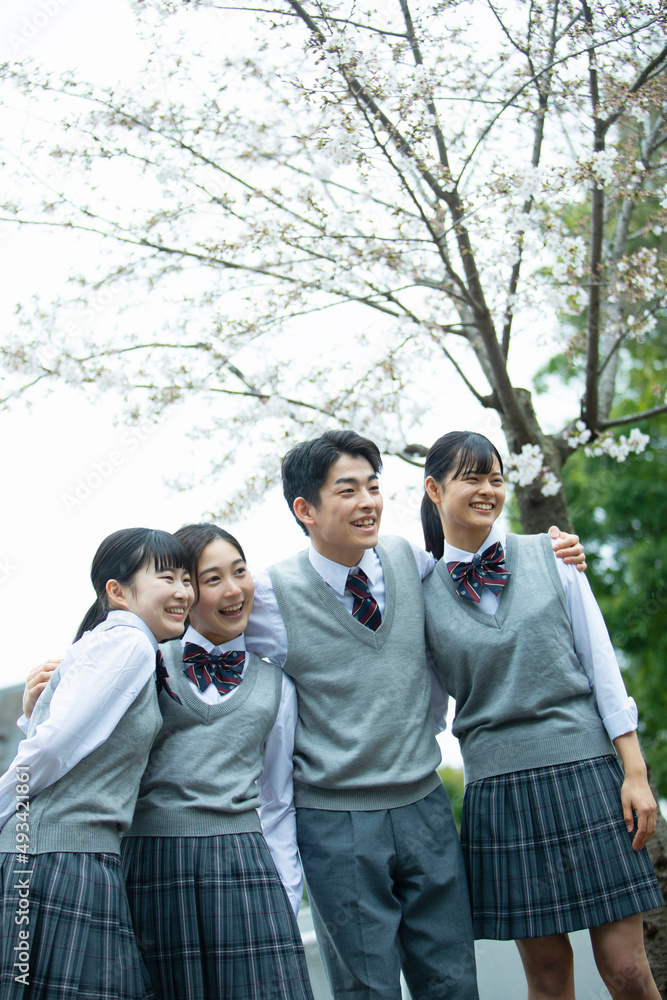 友達と笑顔の高校生たち