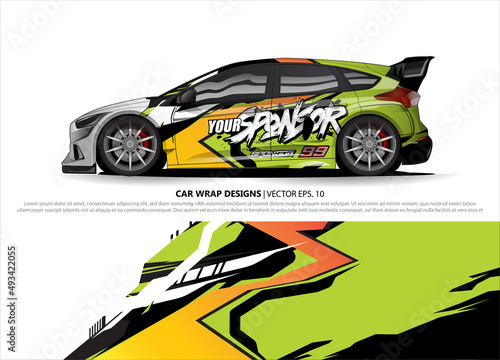 Race car wrap design vector for vehicle vinyl sticker and automotive decal livery 