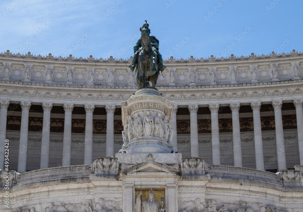 Equestrian statue of Vittorio Emanuele II. Altar of the Fatherland (Altare della Patria). Victor Emmanuel II National Monument, Vittoriano. Piazza Venezia, Rome, Italy.