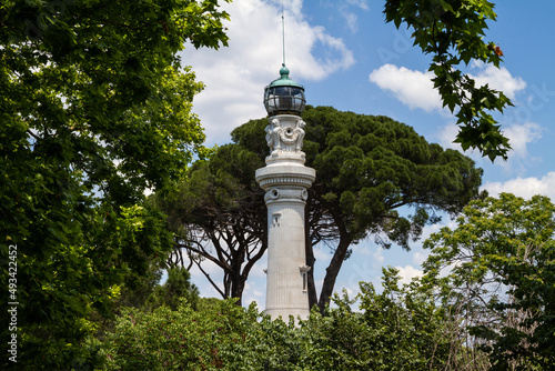 Faro di Roma (Faro del Gianicolo). Manfredi lighthouse monument on Janiculum hill (Gianicolo Hill) in Rome, Italy. photo