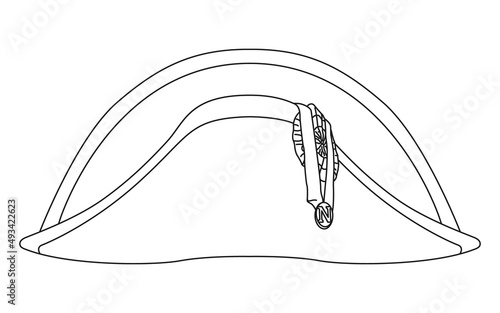 Bicorn hat of Napoleon outlined, vector illustration