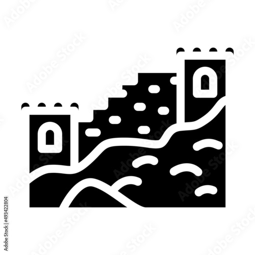 great wall of china glyph icon vector. great wall of china sign. isolated contour symbol black illustration