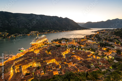 Panorama of the Bay of Kotor and the town