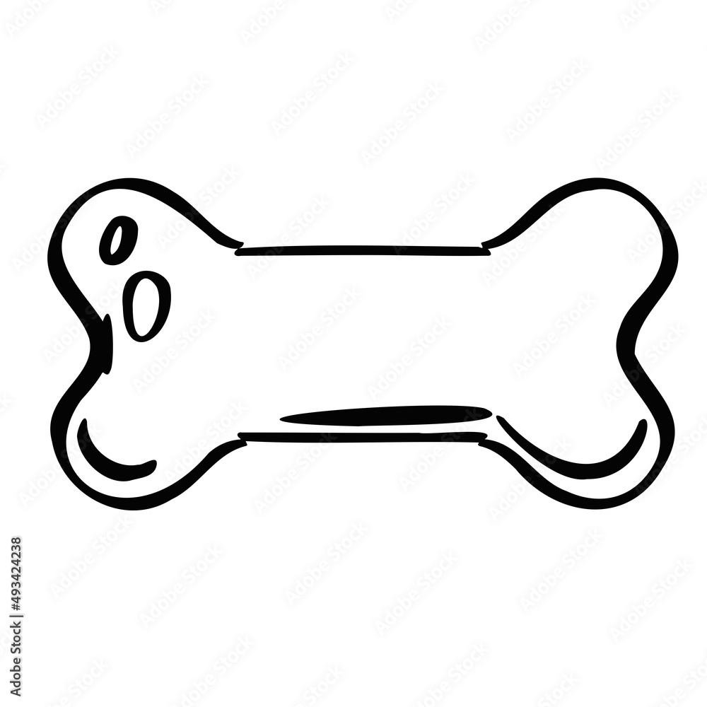 Line dog bone, symbol illustration sketch Line dog bone, symbol illustration sketch