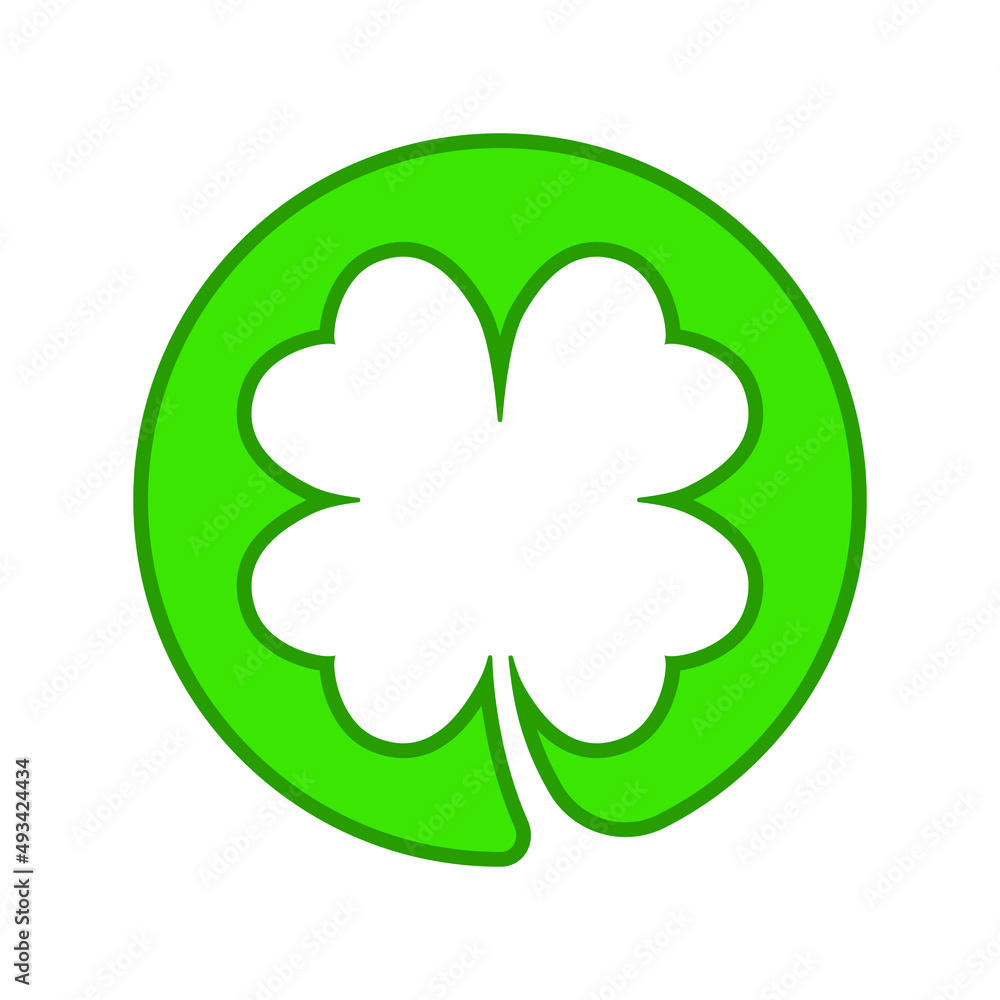 Clover symbol with four petals. Clover sign in the circle isolated on white background. Vector illustration Clover symbol with four petals. Clover sign in the circle isolated on white background. Vector illustration