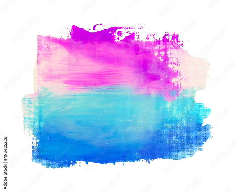 Blue purple abstract blended watercolor paint splash stroke on canvas