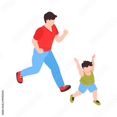 Dad Chasing Son Composition