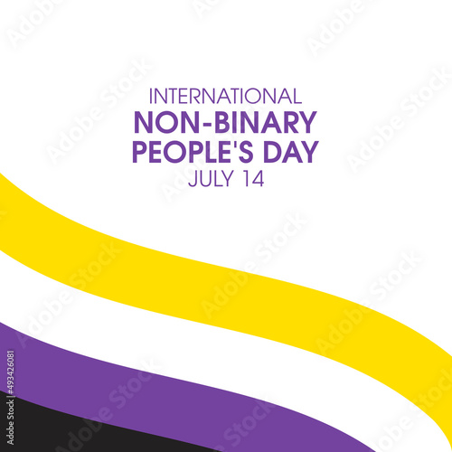 International Non-Binary People's Day vector. Non-Binary waving pride flag icon vector isolated on a white background. Non-Binary People's Day Poster, July 14. Important day