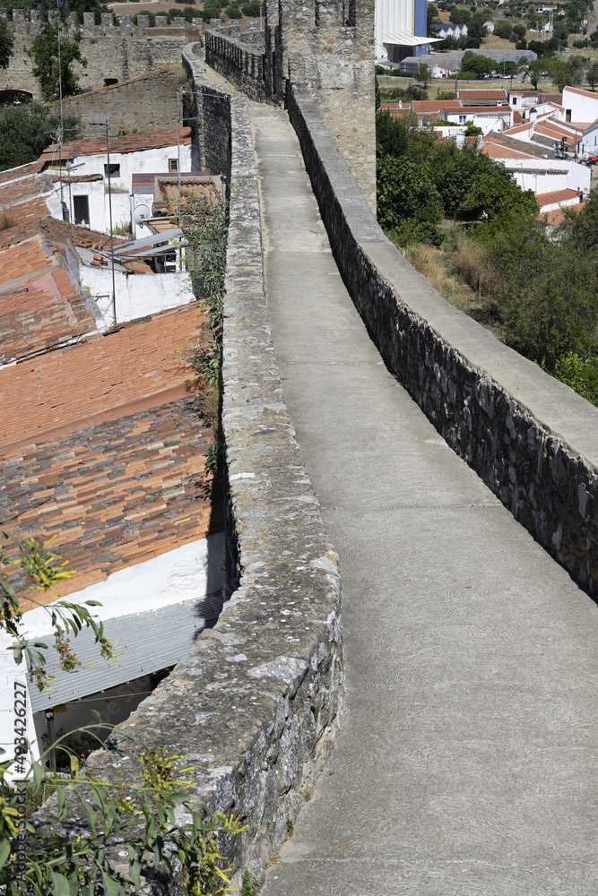 Walkway on top of the ramparts, Serpa Castle, Alentejo, Portugal