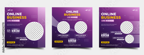 Set of Webinar promotional social media post template.