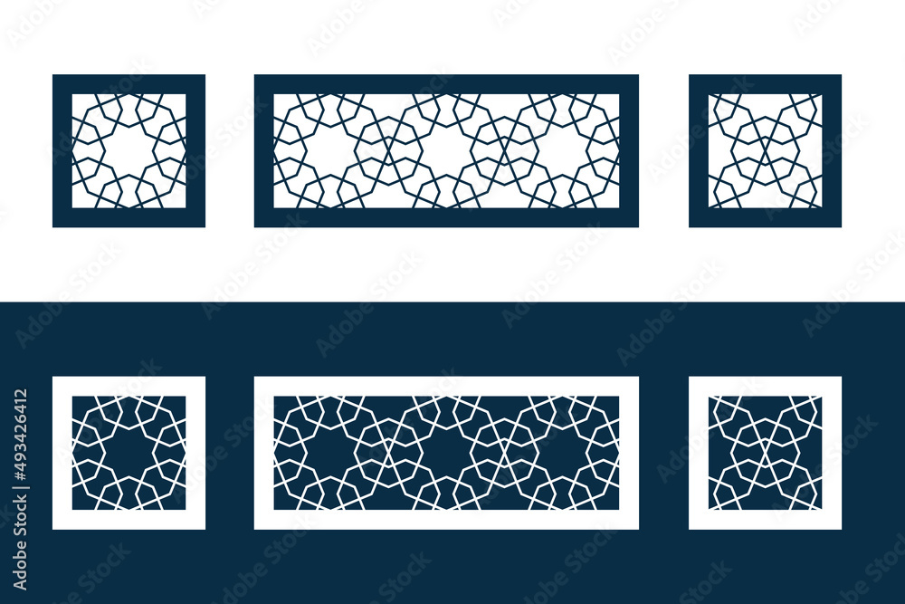 Template Islamic pattern for laser cutting or paper cut. Vector illustration. Template Islamic pattern for laser cutting or paper cut. Vector illustration.