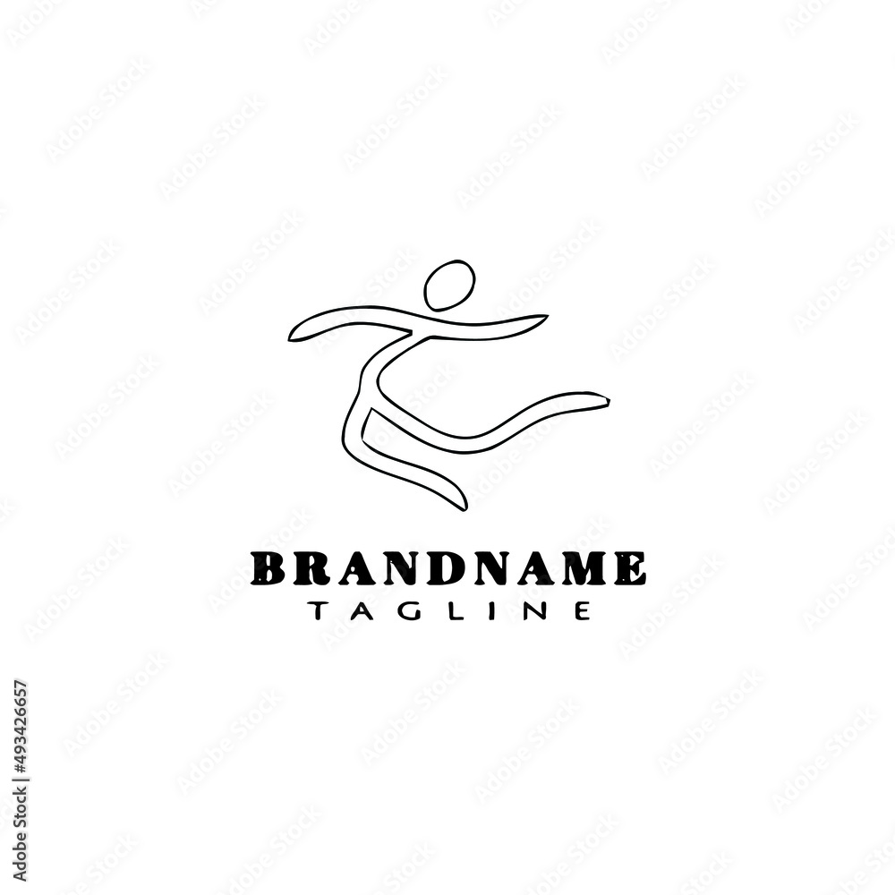 gymnastic logo cartoon icon design template black isolated vector illustration