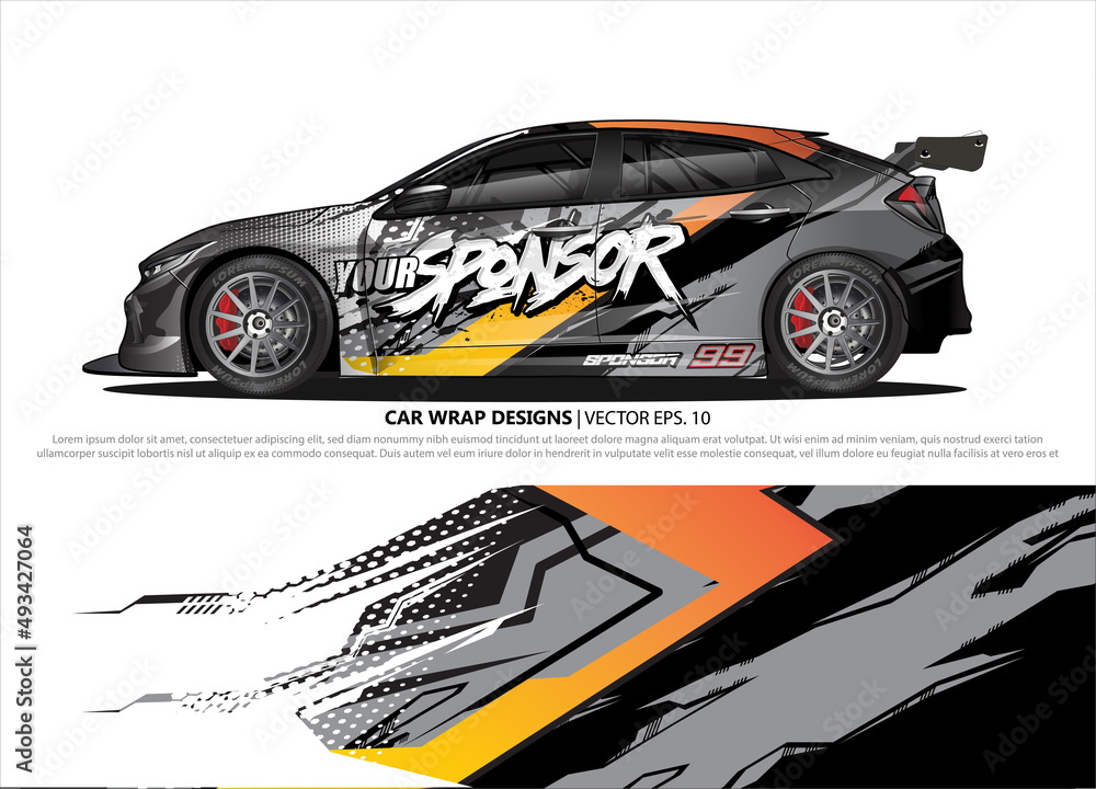 car wrap design. simple lines with abstract background vector concept
