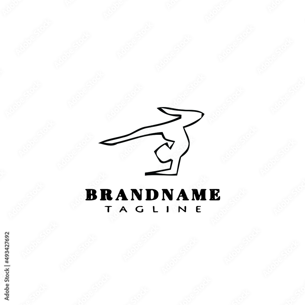 gymnastic logo cartoon icon design template black isolated vector illustration