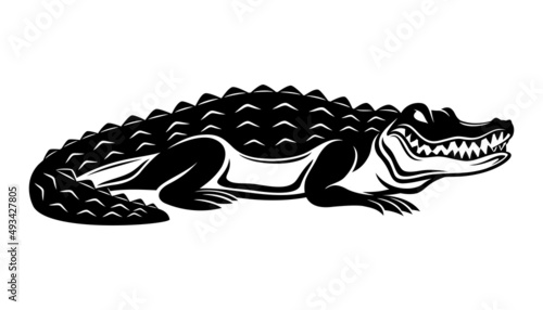 Black icon crocodile alligator on white background.