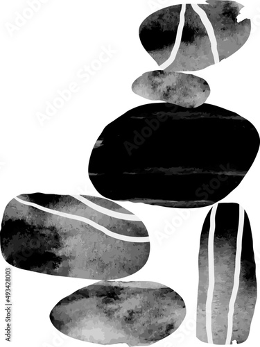 Abstract black watercolor texture. Rock wall art design illustration.