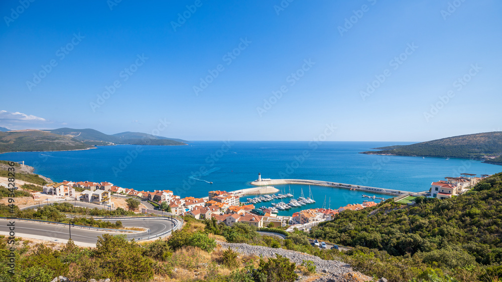 Landscape travel view of Adriatic coast in Montenegro or Croatia