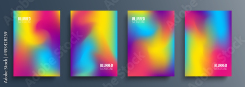 Set of blurred backgrounds with vibrant color gradient for your creative graphic design. Vector illustration.