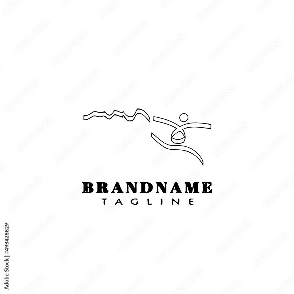 gymnastic logo cartoon icon design template black isolated vector illustration