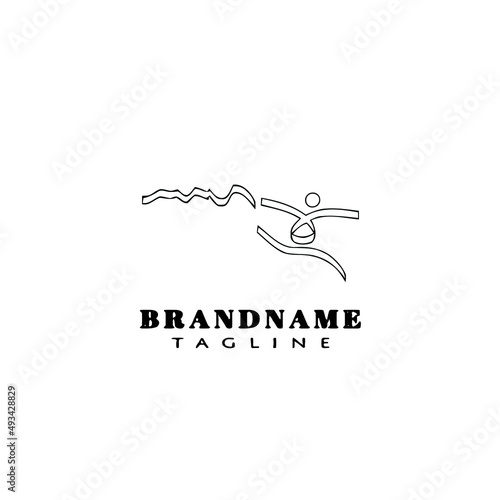 gymnastic logo cartoon icon design template black isolated vector illustration
