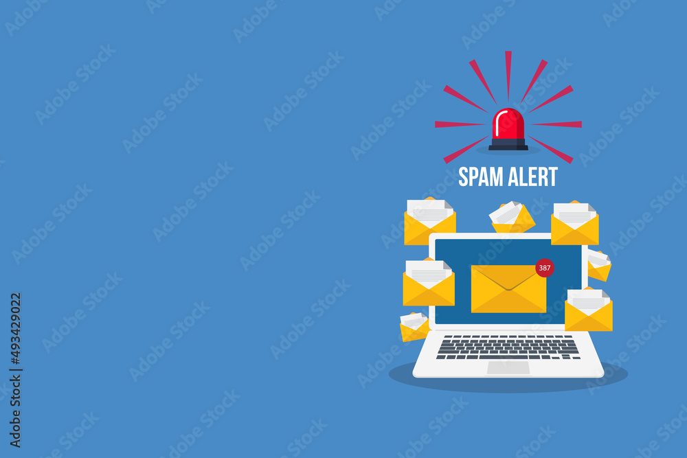 Spam. Spamming concept, a lot of emails on the screen of a smart phone. Email box hacking, spam warning. Vector illustration. Spam. Spamming concept, a lot of emails on the screen of a smart phone. Email box hacking, spam warning. Vector illustration.