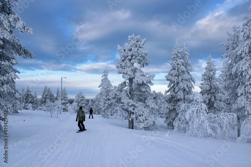 Skiing in the solitude of finish Lapland