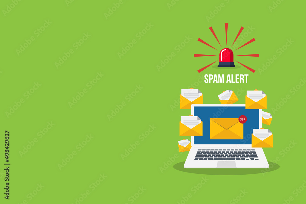 Spam. Spamming concept, a lot of emails on the screen of a smart phone. Email box hacking, spam warning. 