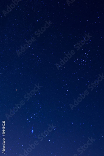 Orion constellation, Milky way stars photographed with star-tracker and long exposure.