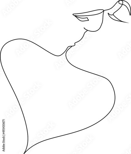 Continuous Drawing Of Two Lesbians Kissing Each Other