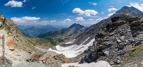 The beautiful mountains and lakes over La Thuile in a summer day