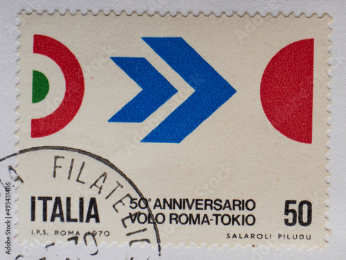 Colorful Vintage Used Postage Stamps from Italy