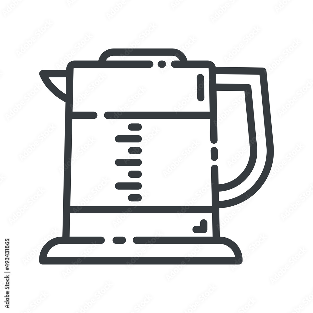 Electric kettle vector line icon isolated on white transparent background Electric kettle vector line icon isolated on white transparent background