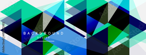 Color triangles composition, geometric abstract background. Techno or business concept, pattern for wallpaper, banner, background, landing page