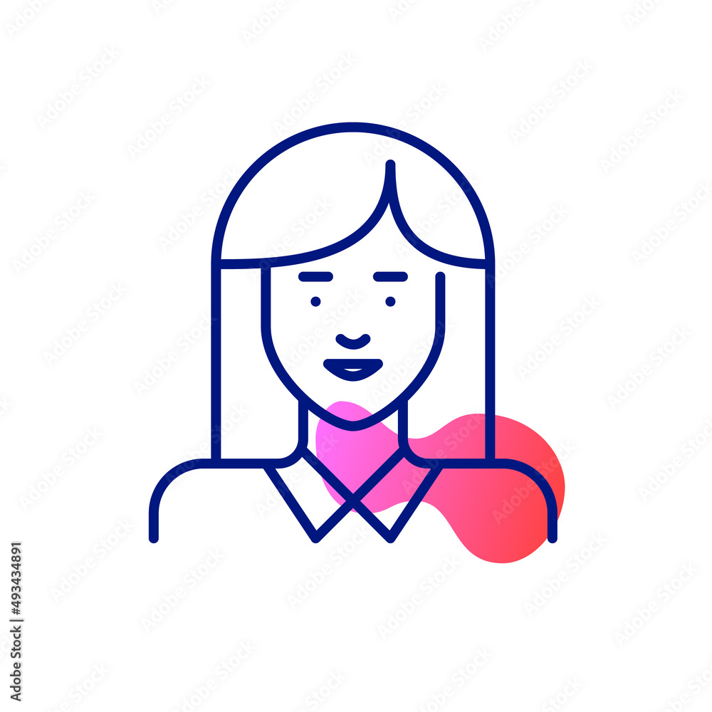 Cute young student. Pixel perfect, editable stroke icon Cute young student. Pixel perfect, editable stroke icon