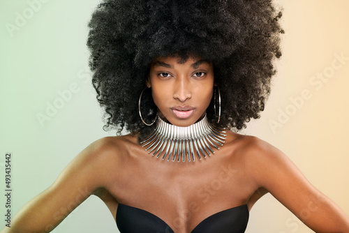 Attractive black woman with stylish accessories