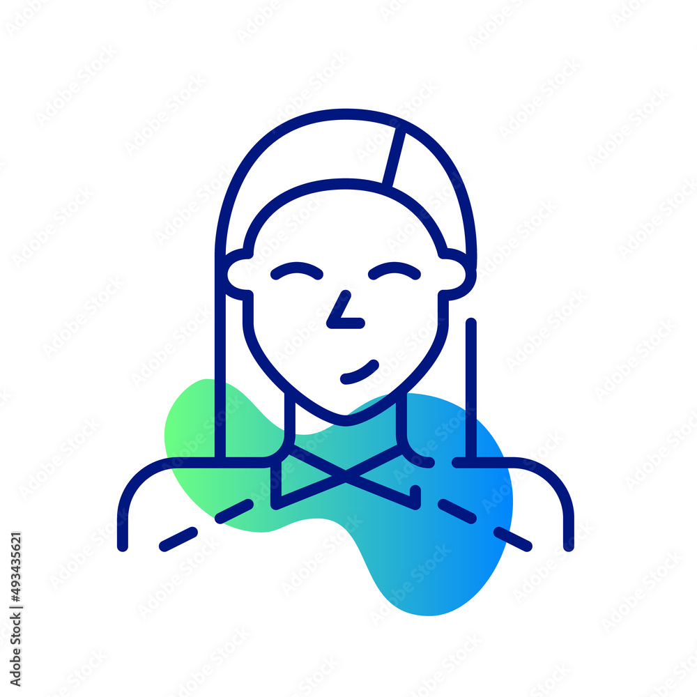 Cute young student girl. Pixel perfect, editable stroke icon Cute young student girl. Pixel perfect, editable stroke icon
