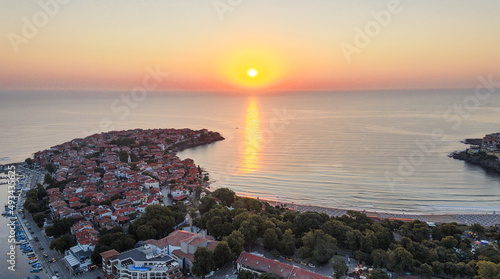 Sunrise over the Old Town of Sozopol in Bulgaria