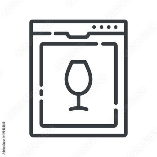 Dishwasher vector line icon isolated on white transparent background