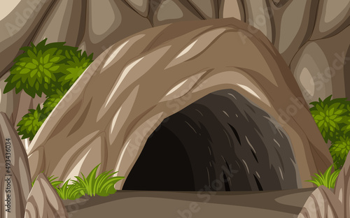 Natural cave in the forest background