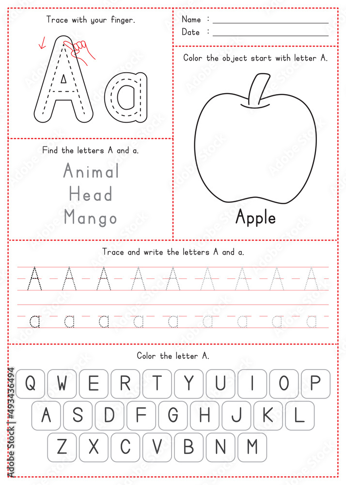 Children Learning Printable - Tracing, Coloring, and Writing Alphabet A ...