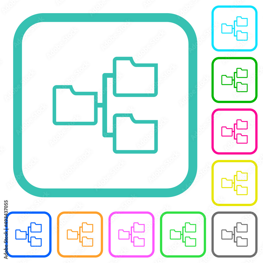 Shared folders outline vivid colored flat icons Shared folders outline vivid colored flat icons