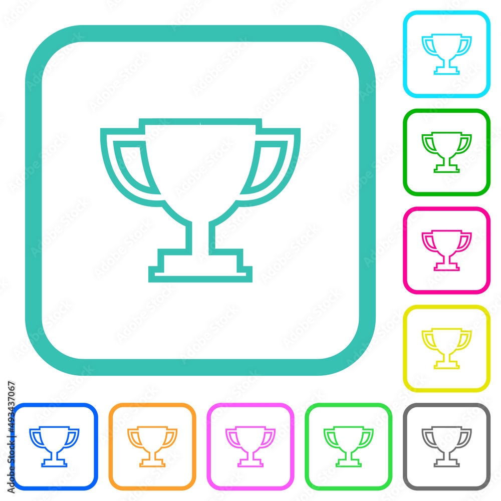 Trophy cup outline vivid colored flat icons Trophy cup outline vivid colored flat icons