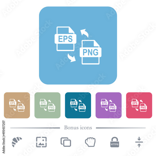 EPS PNG file conversion flat icons on color rounded square backgrounds