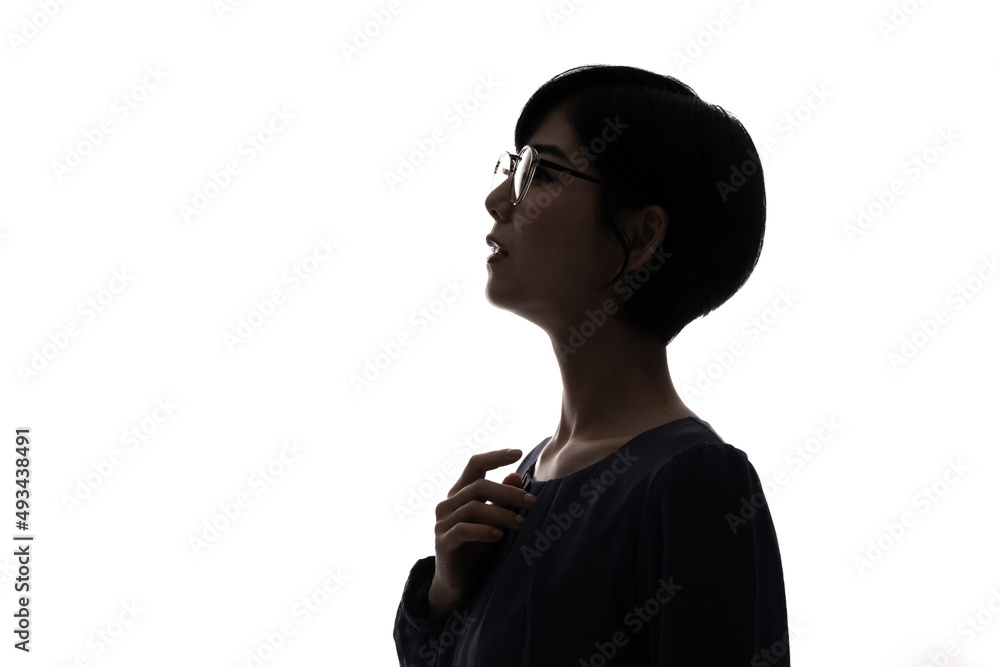 考える女性のシルエット 考える女性のシルエット